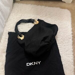 DKNY Black Shoulder Bag with Gold Accents